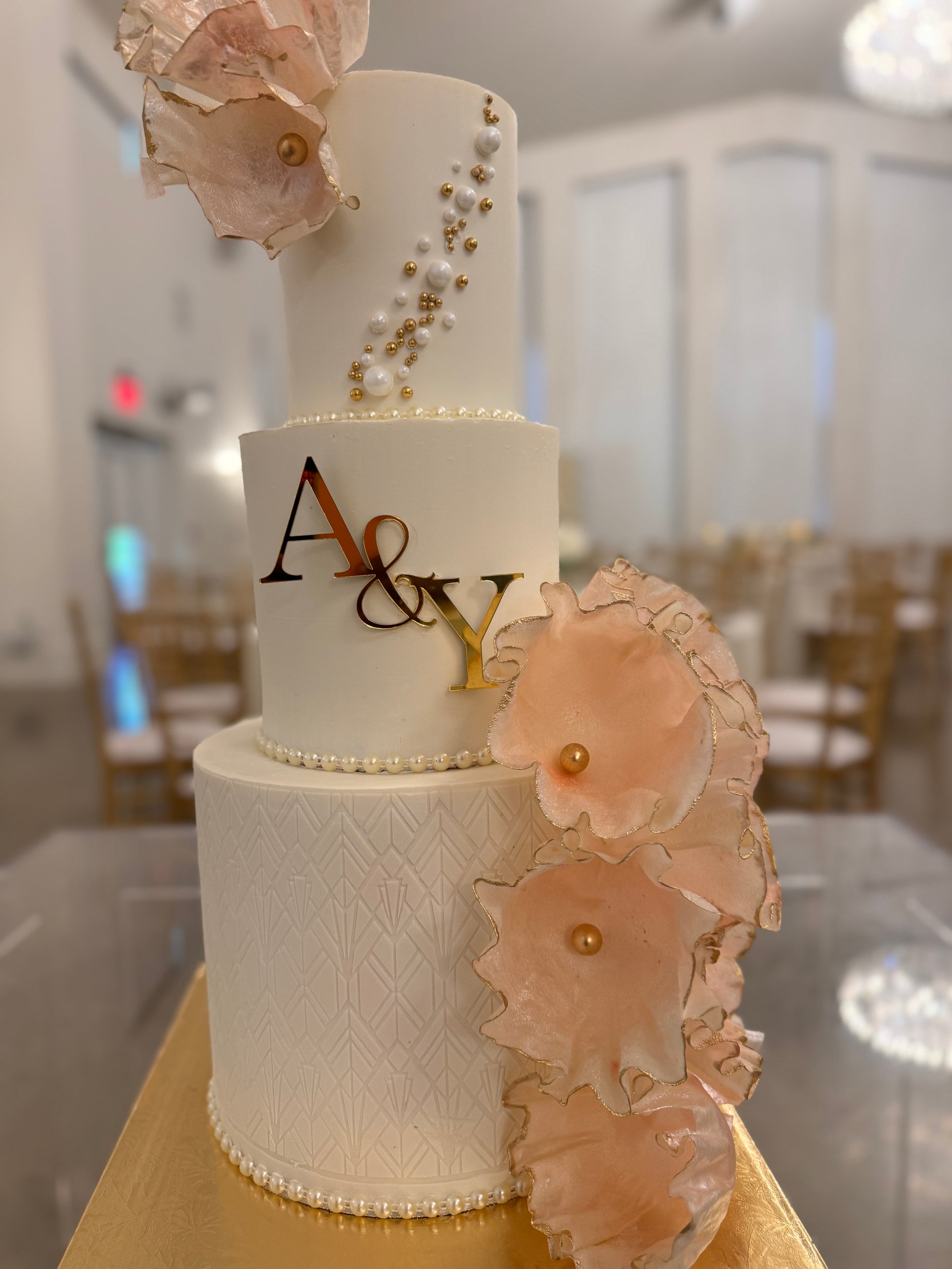 Bridal - cascading flowers - Rice paper art