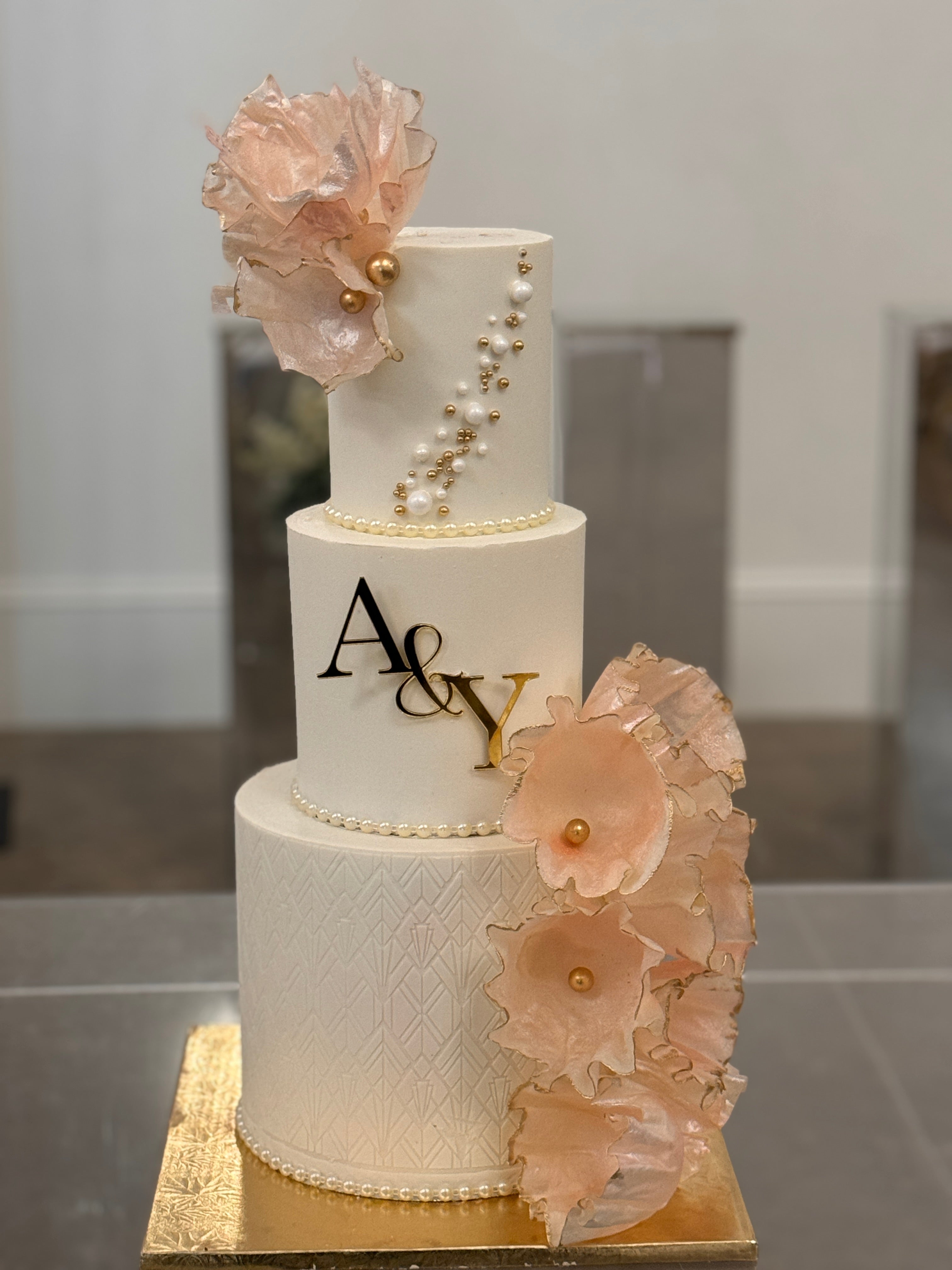 Bridal - cascading flowers - Rice paper art