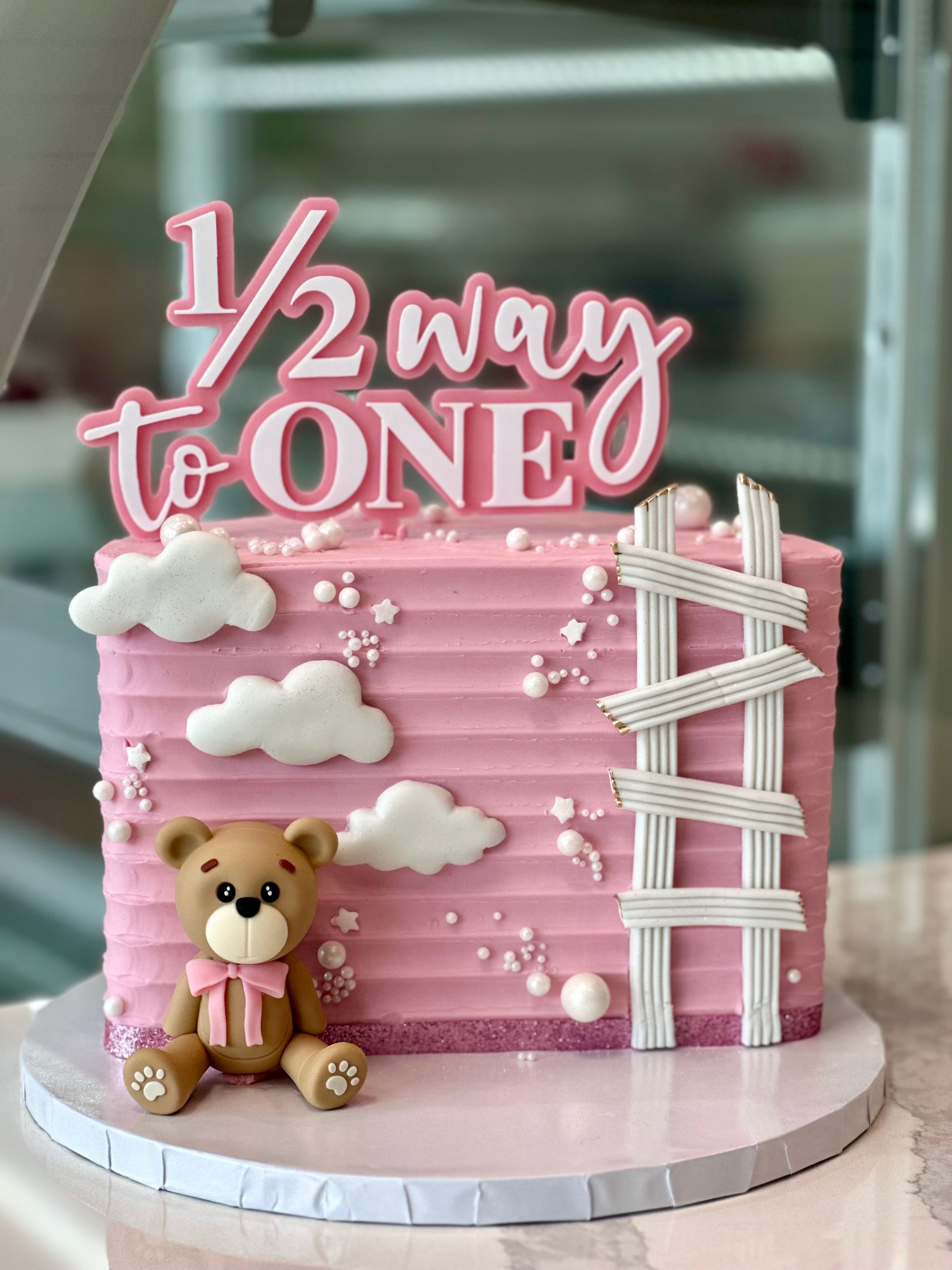 Half Birthday Cake- pink