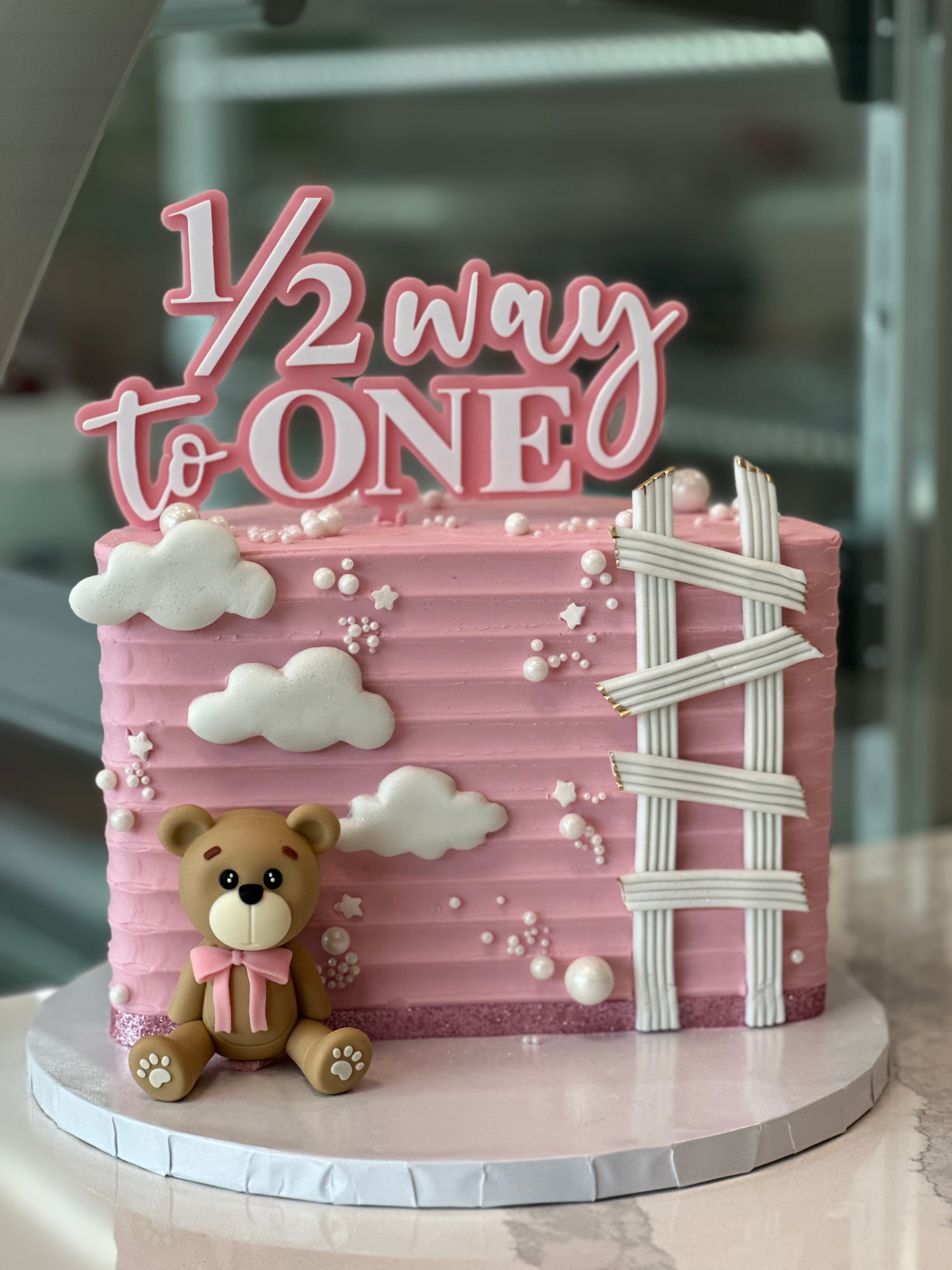 Half Birthday Cake- pink